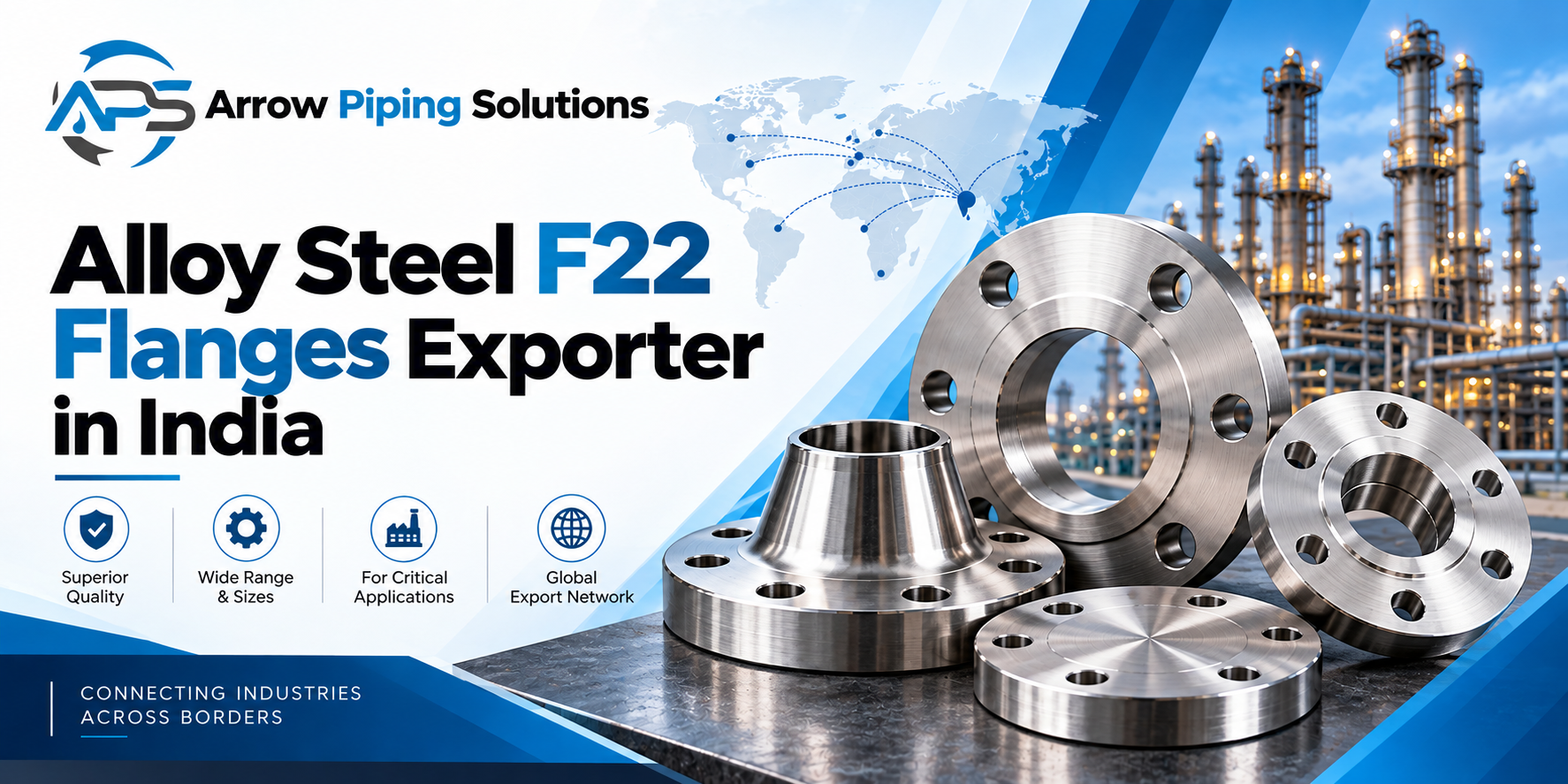 Alloy Steel F22 Flanges Exporter in India ASTM A182 F22 weld neck blind slip on flanges