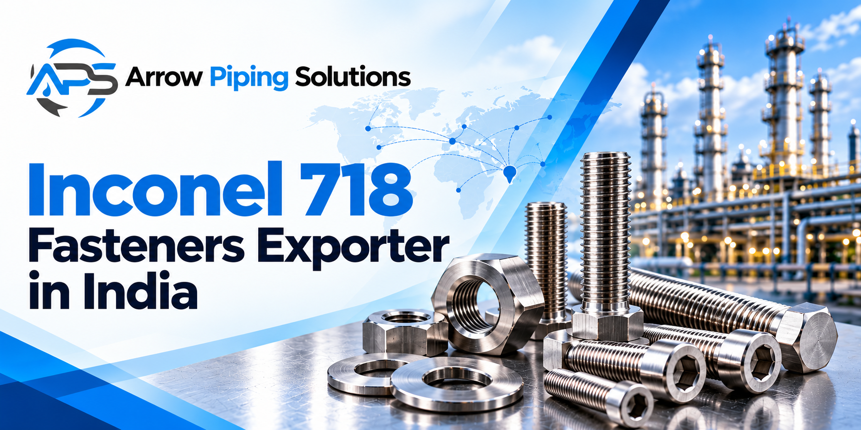 Inconel 718 Fasteners Exporter in India UNS N07718 bolts studs nuts and custom fasteners