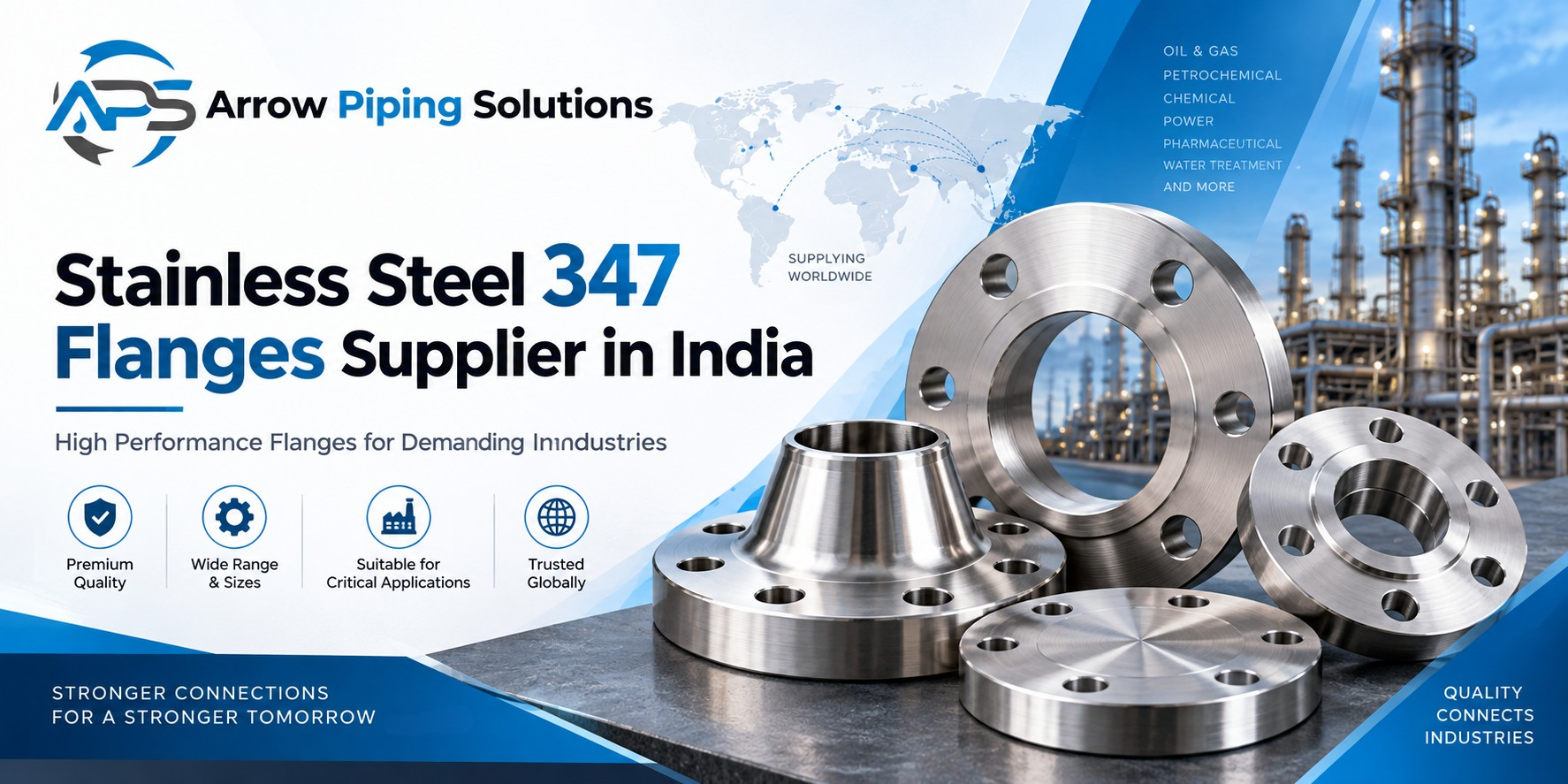 Stainless steel 347 flanges supplier in India weld neck slip on blind socket weld