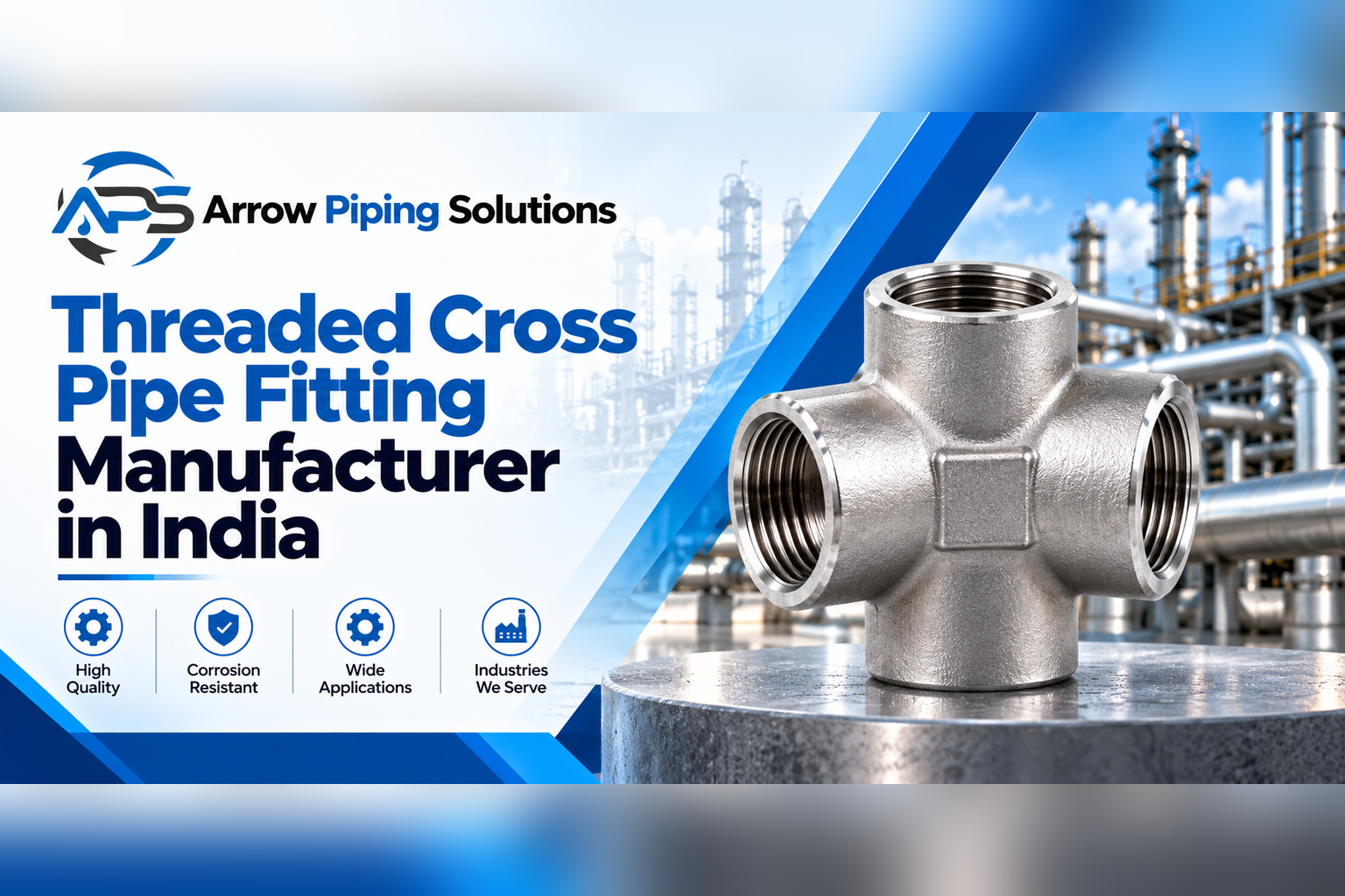 Threaded Cross Pipe Fitting Manufacturer in India - Arrow Piping Solutions