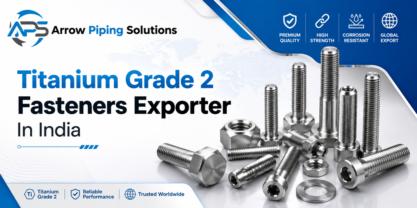 Titanium Grade 2 Fasteners Exporter In India - Arrow Piping