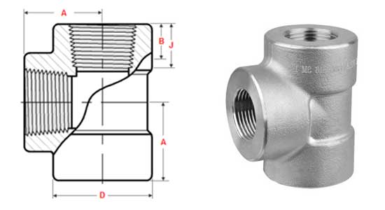 Threaded Reducing Tee Drawing
